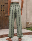 Rosy Brown Tied Printed High Waist Pants