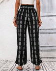 Black Tied Printed High Waist Pants