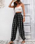 Light Gray Tied Printed High Waist Pants