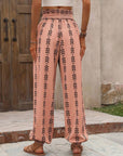 Rosy Brown Tied Printed High Waist Pants