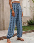 Dark Gray Tied Printed High Waist Pants