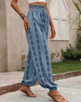 Dark Gray Tied Printed High Waist Pants