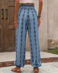 Dim Gray Tied Printed High Waist Pants