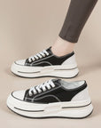 Tied Round Toe Platform Sneakers