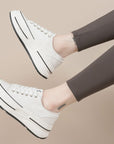 Tied Round Toe Platform Sneakers