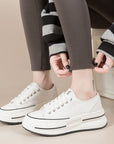 Tied Round Toe Platform Sneakers