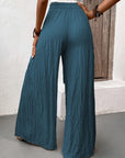 Dark Slate Gray Tied Slit Wide Leg Pants