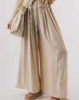 Light Gray Tied Wide Leg Pants