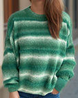 Gradient Round Neck Dropped Shoulder Sweater