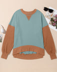 Contrast Round Neck Long Sleeve Sweatshirt