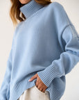 Turtle Neck Dropped Shoulder Sweater