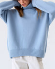 Turtle Neck Dropped Shoulder Sweater