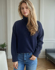 Turtleneck Dropped Shoulder Long Sleeve Sweater