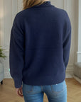 Turtleneck Dropped Shoulder Long Sleeve Sweater