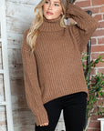 Turtleneck Dropped Shoulder  Pullover Sweater