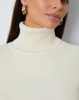 Turtleneck Dropped Shoulder Top and Pants Sweater Set