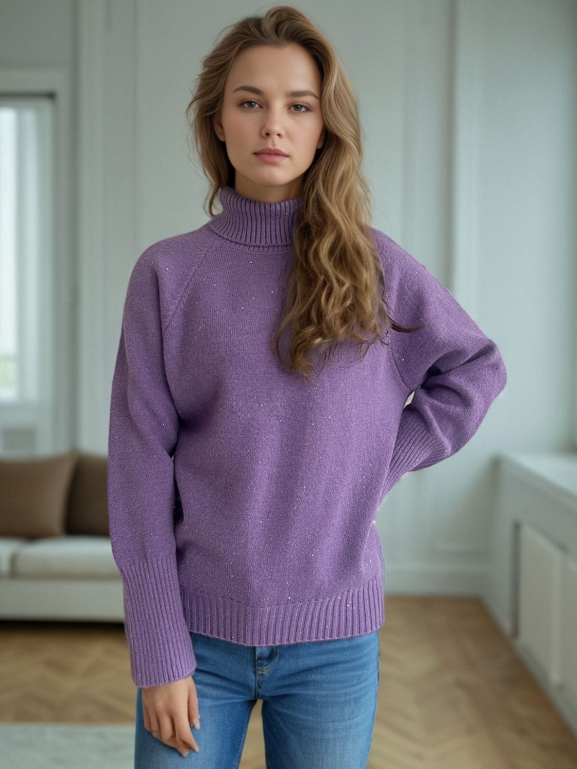 Turtleneck Raglan Sleeve Sweater