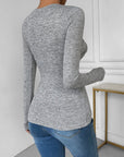 Gray Twisted Round Neck Long Sleeve T-Shirt