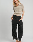 Umgee Elastic Waist Baggy Fit Pants with Pockets