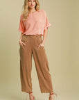 Umgee Elastic Waist Baggy Fit Pants with Pockets