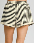 Umgee Elastic Waist Striped Shorts with Pockets