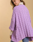 Umgee Full Size Cable Knit Open Front Long Sleeve Cardigan