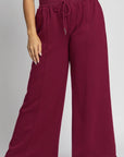 Umgee Full Size Drawstring Wide Leg Pants with Pockets