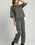 Umgee Full Size Drawstring Wide Leg Pants with Pockets