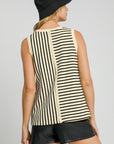 Umgee Round Neck Texture Striped Tank