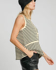 Umgee Round Neck Texture Striped Tank