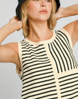 Umgee Round Neck Texture Striped Tank