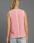 Umgee Round Neck Texture Striped Tank