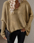 V-Neck Batwing Sleeve Sweater