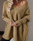 V-Neck Batwing Sleeve Sweater