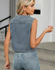 V-Neck Button Down Denim Vest