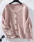 V-Neck Button Up Raglan Sleeve Cardigan