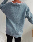 V-Neck Drop Shoulder Long Sleeve Sweater