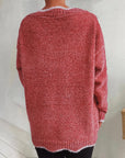 V-Neck Drop Shoulder Long Sleeve Sweater