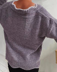 V-Neck Drop Shoulder Long Sleeve Sweater