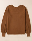 V-Neck Dropped Shoulder Long Sleeve Sweater