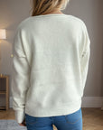 V-Neck Dropped Shoulder Long Sleeve Sweater