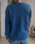 V-Neck Dropped Shoulder Long Sleeve Sweater