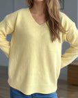 V-Neck Dropped Shoulder Long Sleeve Sweater