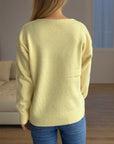 V-Neck Dropped Shoulder Long Sleeve Sweater