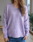 V-Neck Dropped Shoulder Long Sleeve Sweater