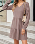 V-Neck Long Sleeve Mini Dress