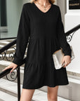 V-Neck Long Sleeve Mini Dress