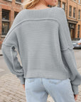 Dark Gray V-Neck Long Sleeve Sweater