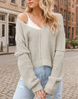 Dark Gray V-Neck Long Sleeve Sweater