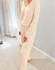 V-Neck Long Sleeve Top and Pants Set